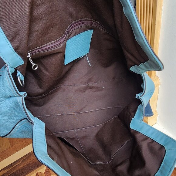 COACH D1082-F12334 Vintage Blue/Brown Chelsea Pebbled Leather Satchel Bag - Picture 15 of 16